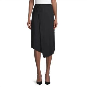 VINCE | Faux Wrap Black Midi Skirt Triacetate Women’s Size 12